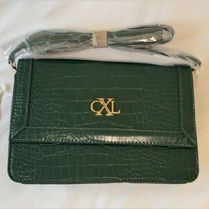 CXL Christian Lacroix Elysees Rectangle Croco Crossbody Bag Hunter Green NWT